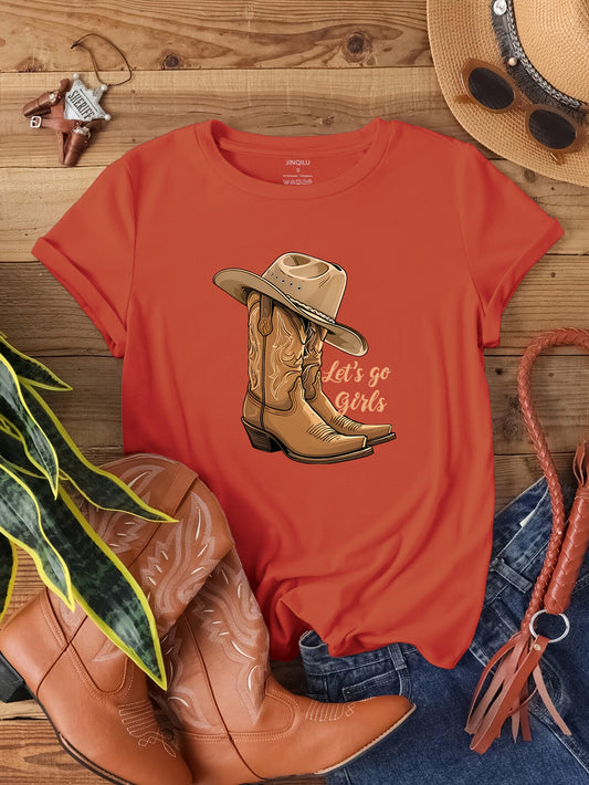 T-shirt de Malha Bota/Chapéu